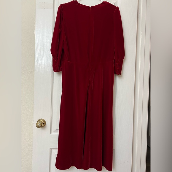 🆕New LAUREN Ralph Lauren Velvet Puff-Sleeve Dress women Size 10 wine red - Picture 7 of 7
